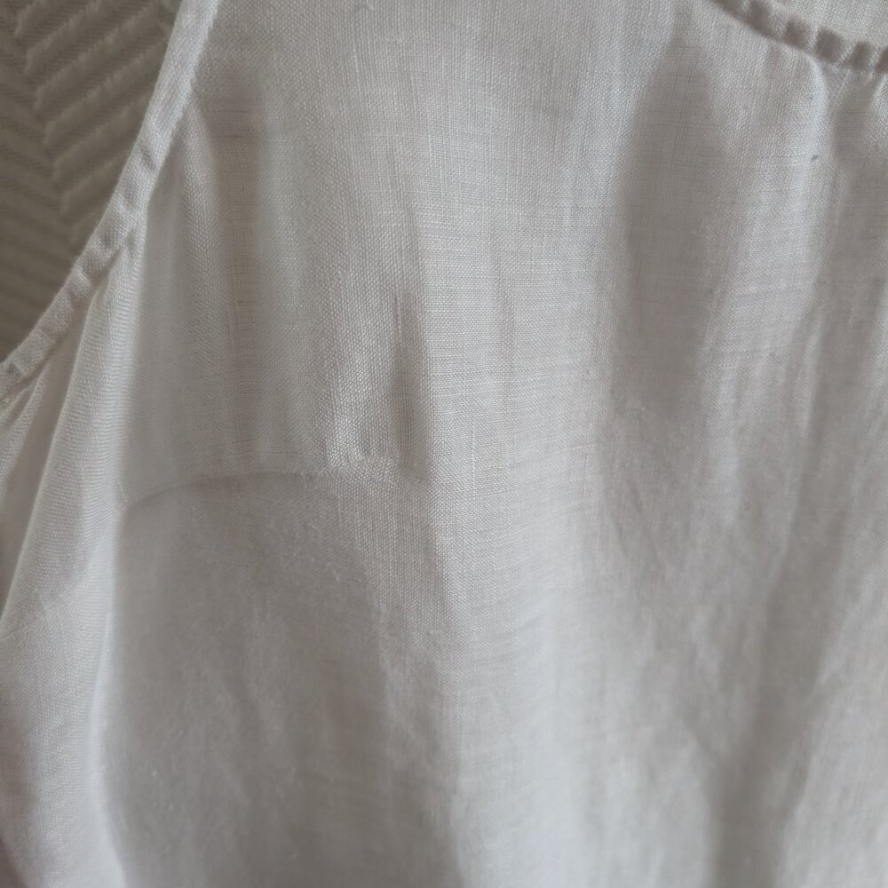 Cynthia Rowley 100% White  Linen Sleeveless Top Embroidered Hem Medium Coastal - Picture 9 of 12